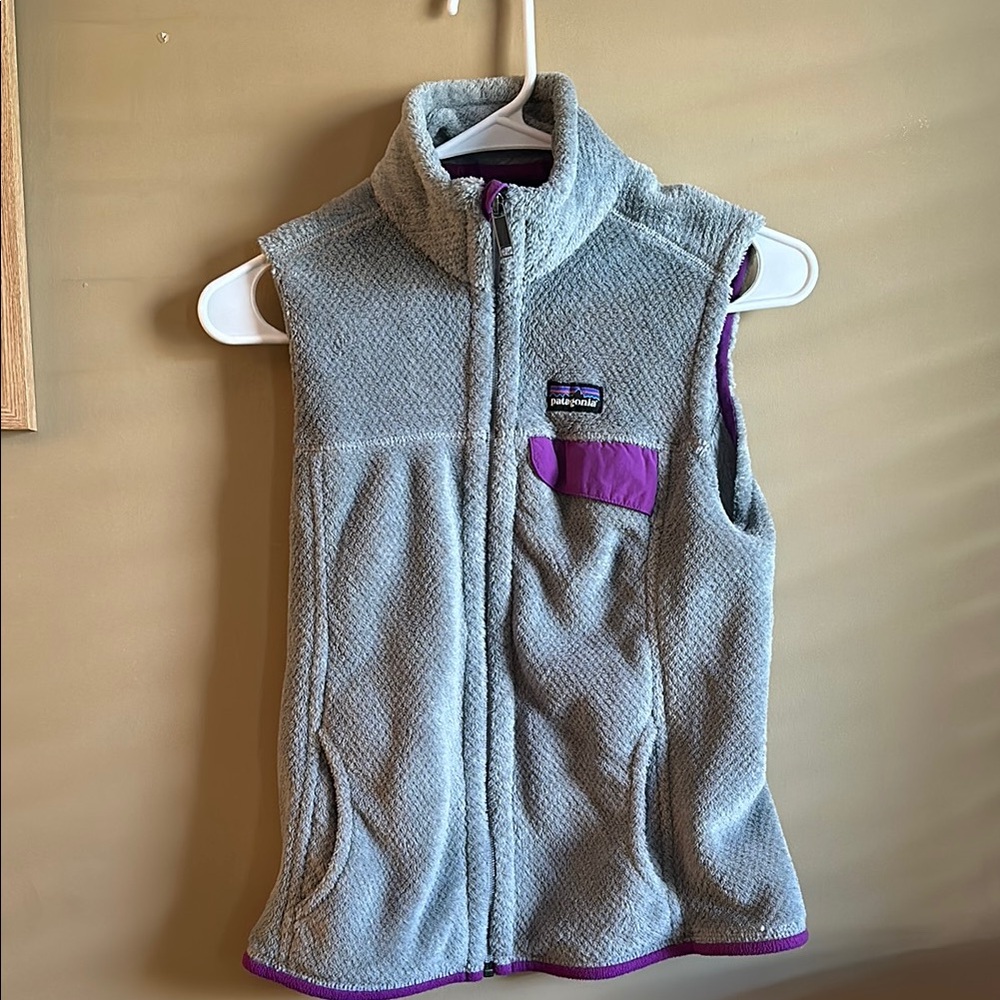 Gray and Purple Fleece Vest